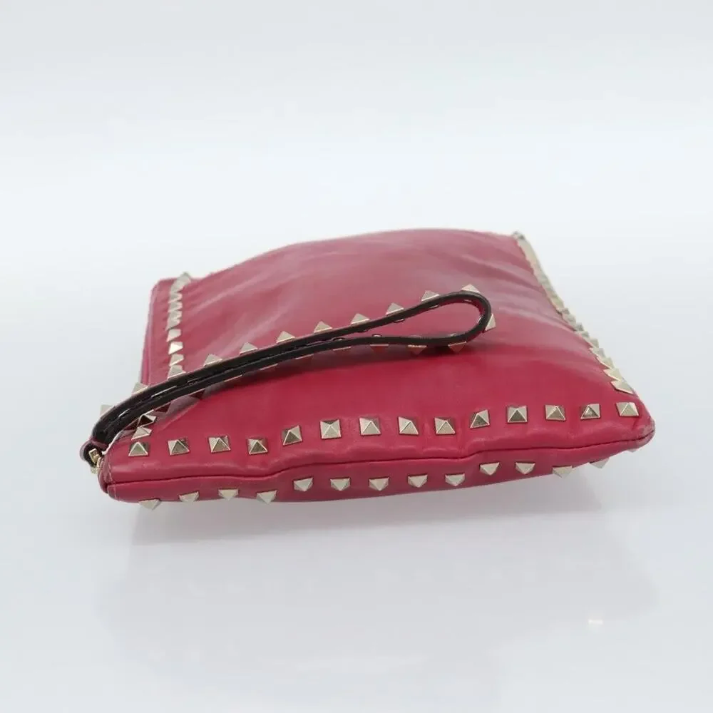 Valentino Leather Studs Clutch Pink